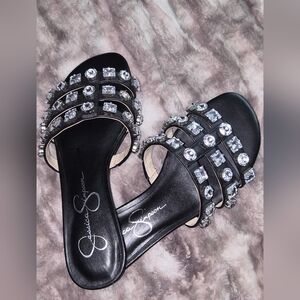 Jessica Simpson DETTA Black Crystal Embellished Sandals